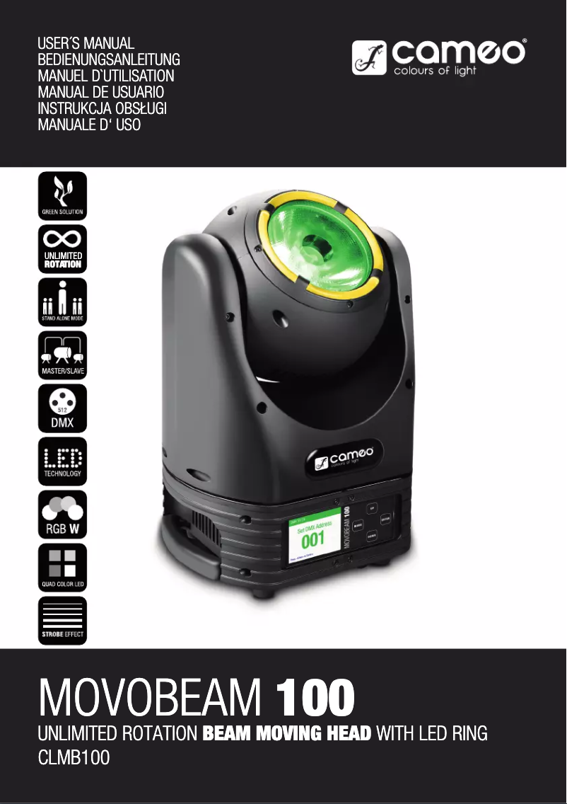 Page 1 de la notice Manuel utilisateur Cameo Movo Beam 100