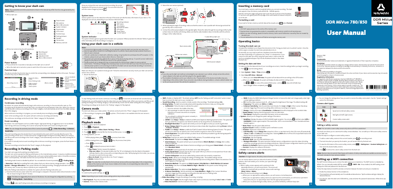 Page 1 de la notice Manuel utilisateur Navman MiVue 850