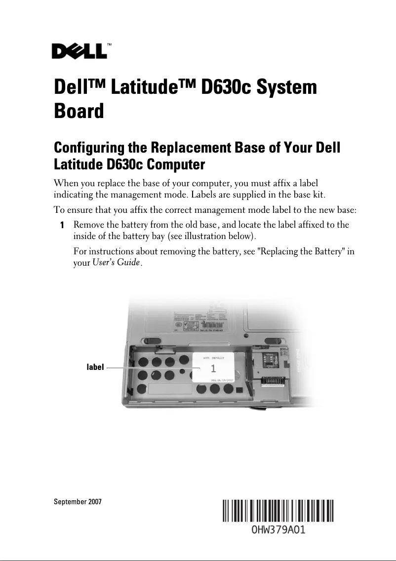 Image de la première page du manuel de l'appareil Latitude D630c