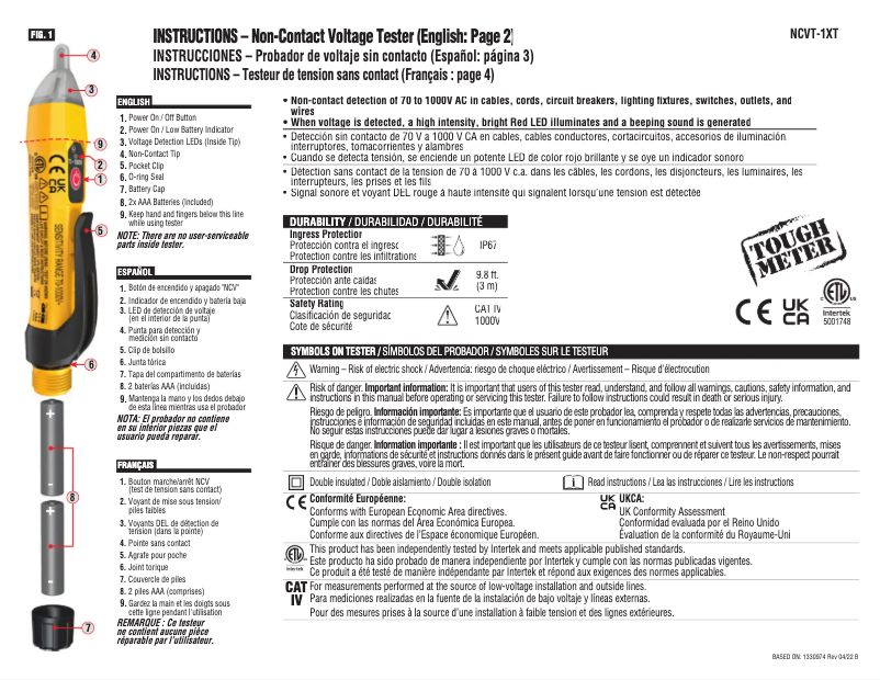 Image de la première page du manuel de l'appareil NCVT-1XT