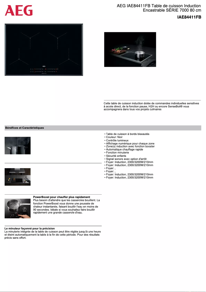 Page 1 de la notice Fiche technique AEG IAE84411FB