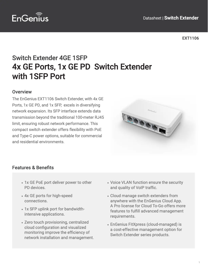 Page n°1 - Manuel utilisateur EnGenius EXT1105P