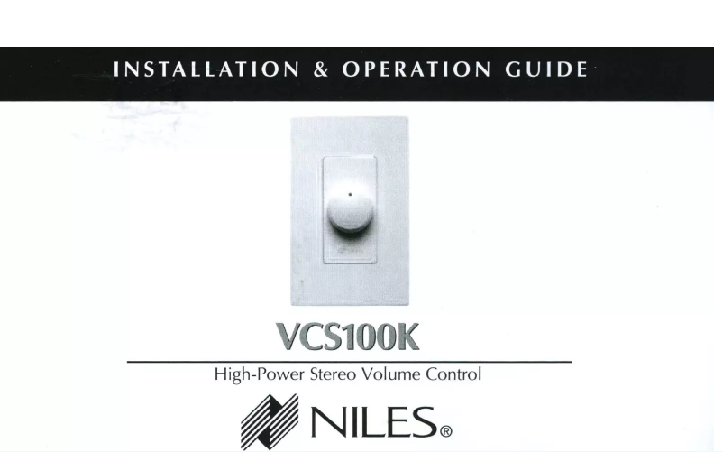 Page n°1 - Manuel utilisateur Niles VCS100K