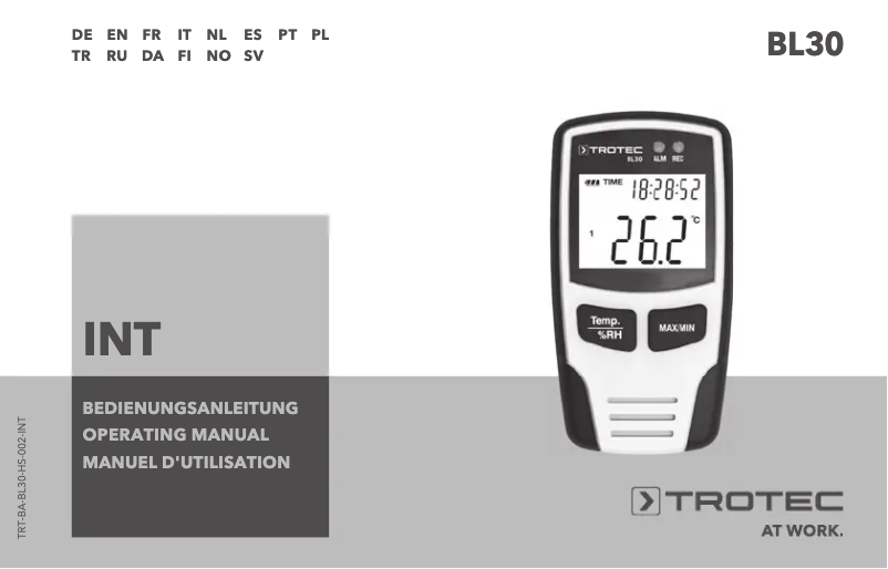 Image de la première page du manuel de l'appareil BL30