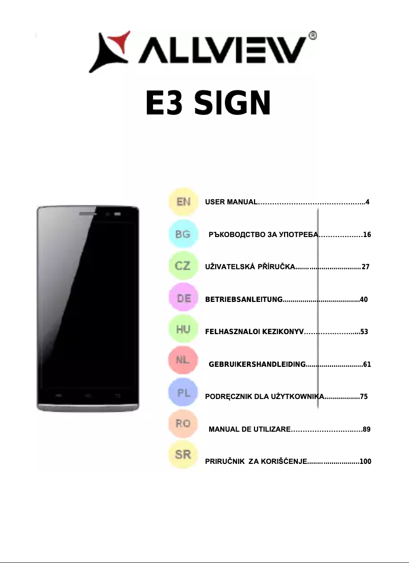 Page n°1 - Manuel utilisateur Allview E3 Sign