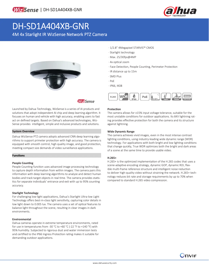 Page n°1 - Fiche technique Dahua Technology SD1A404XB-GNR