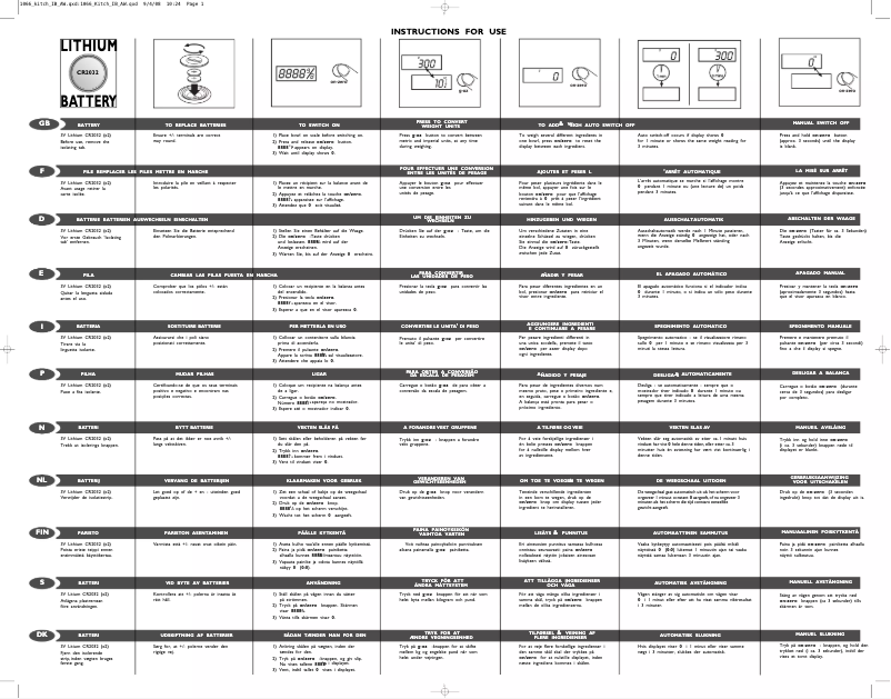 Page n°1 - Manuel utilisateur Salter SL2053-1