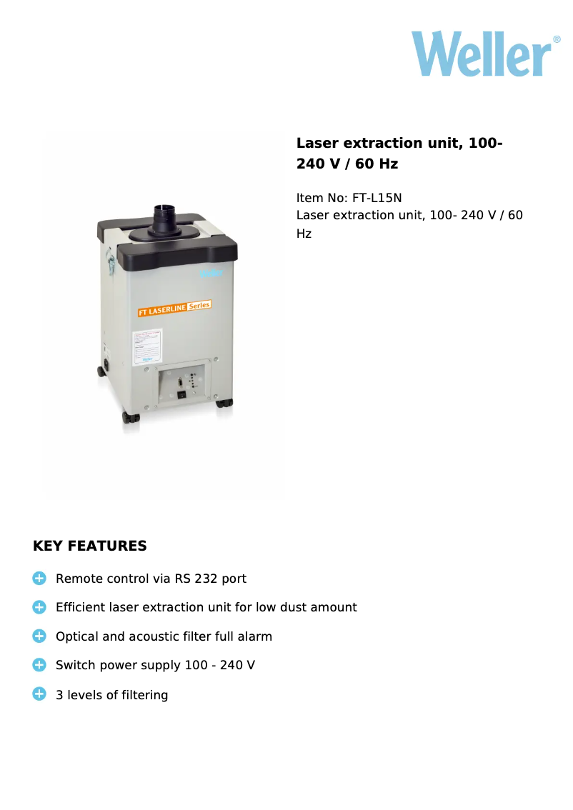 Page n°1 - Fiche technique Weller Laser Line LL 150