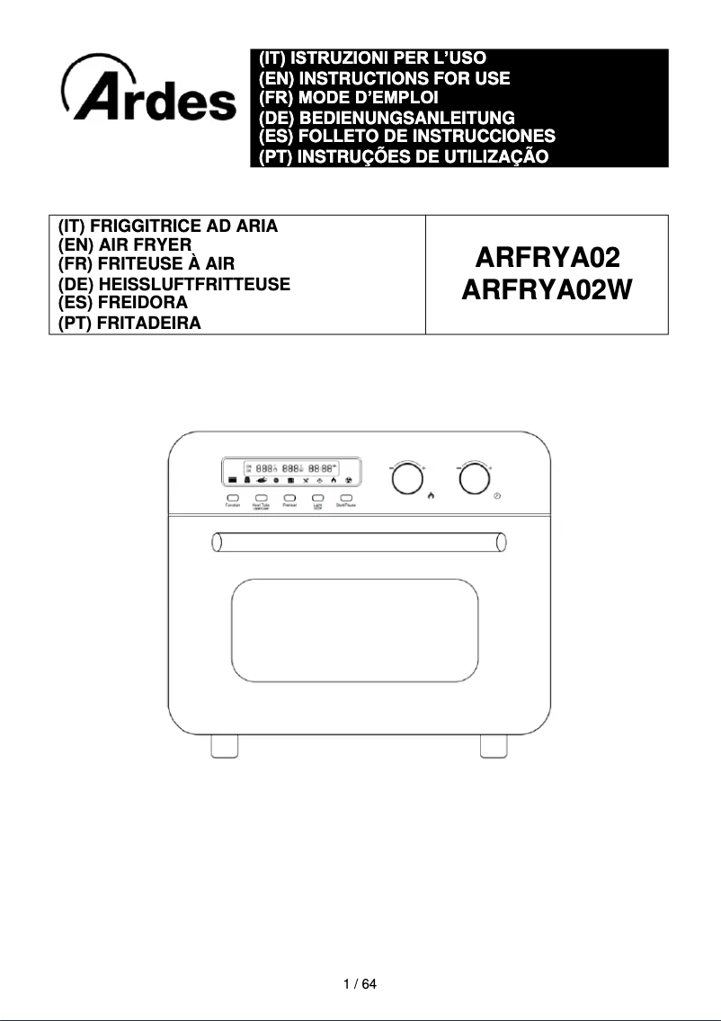 Imagen de la primera página del manual del dispositivo ARFRYA02W