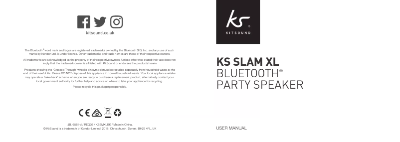 Page 1 de la notice Manuel utilisateur KitSound Slam XL