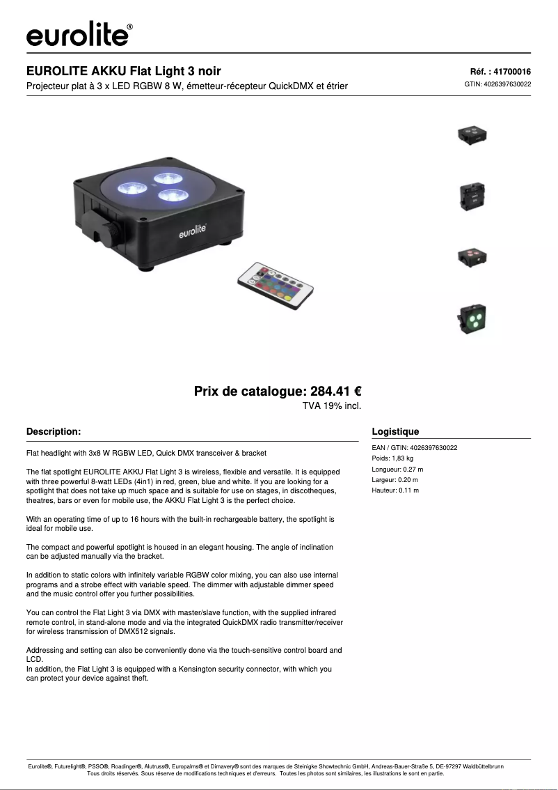First page image of the manual for AKKU Flat Light 3