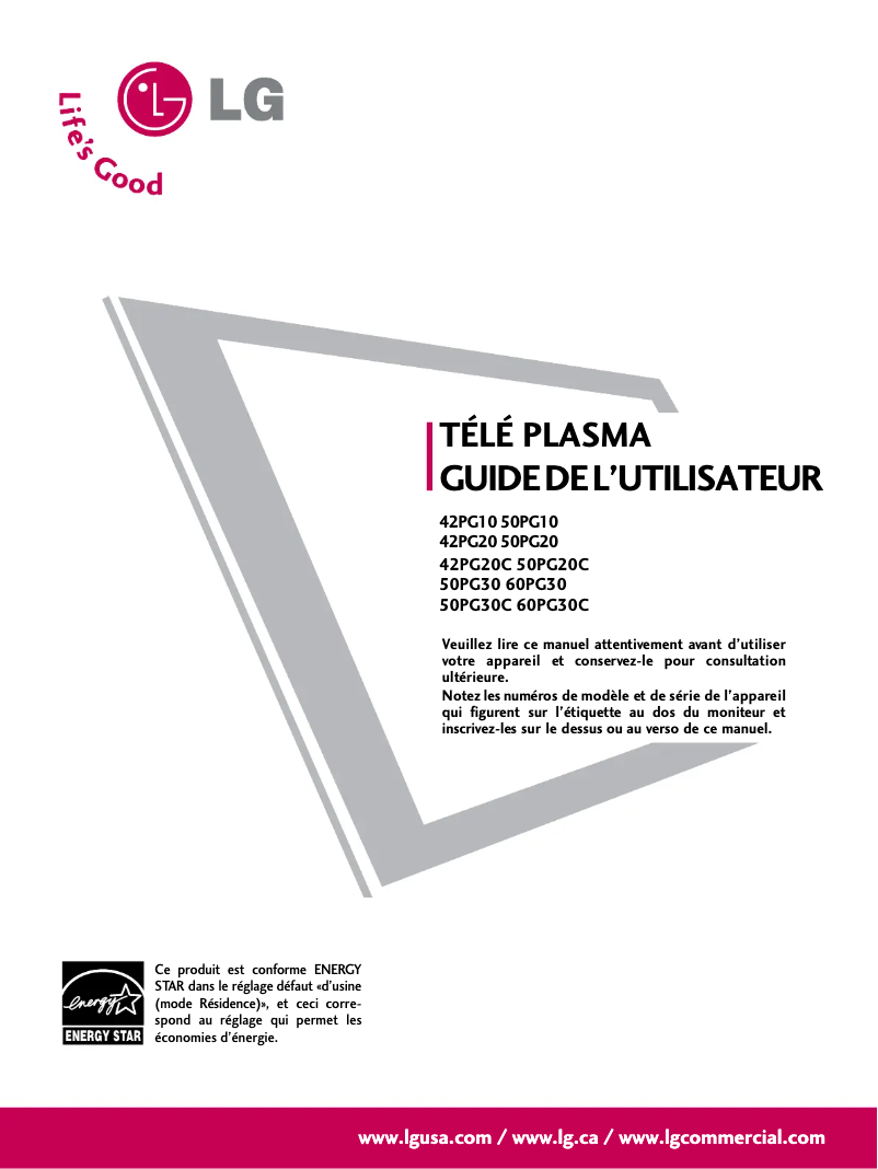 Image de la première page du manuel de l'appareil 42PG10