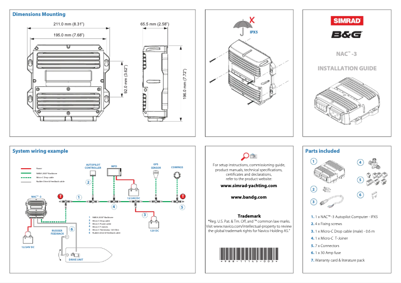 Page 1 de la notice Manuel utilisateur Simrad NAC-3