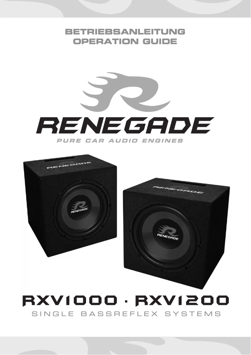 Page n°1 - Manuel utilisateur Renegade RXV1000