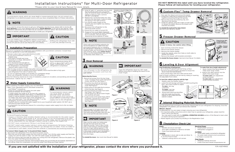 Page 1 de la notice Guide d'installation Frigidaire GRMC2273BD