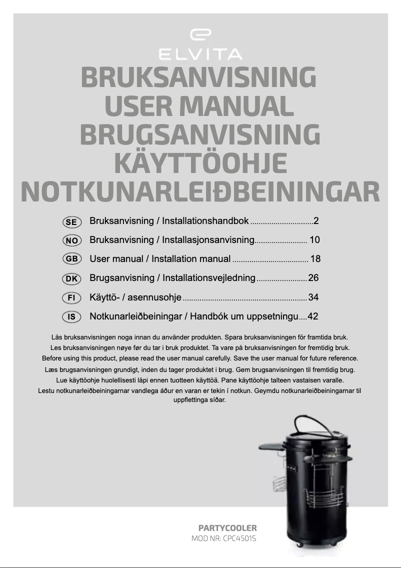 Page 1 de la notice Manuel utilisateur Elvita CPC4501S