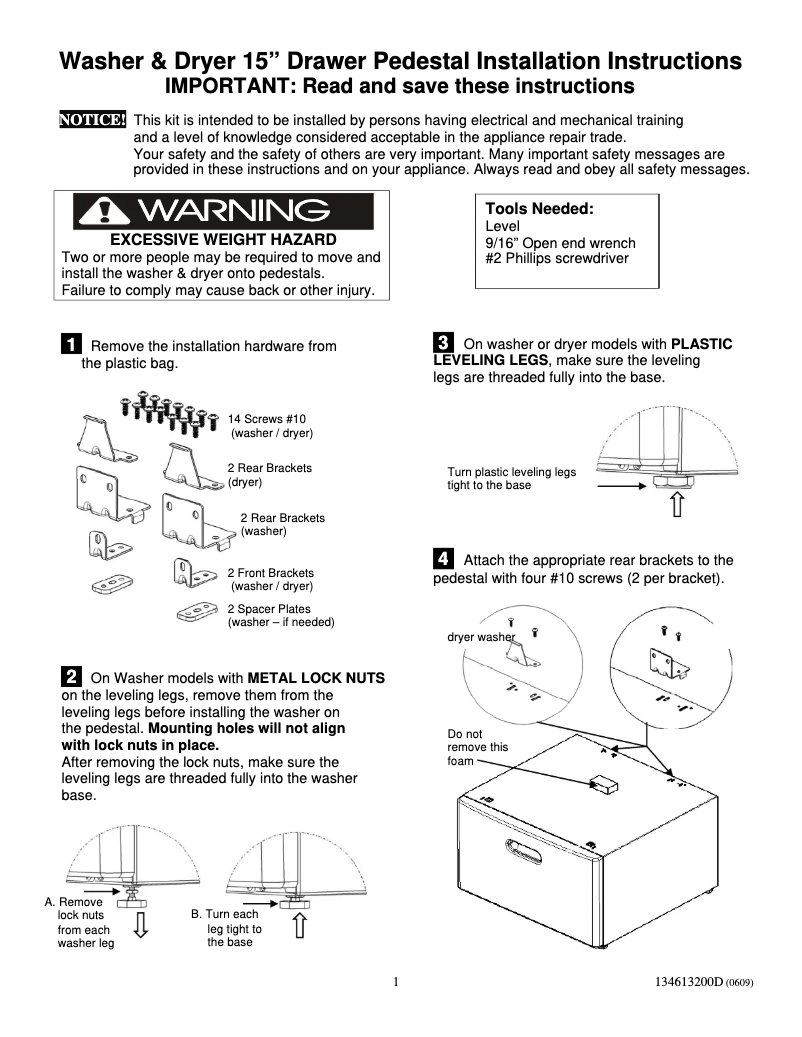 Página 1 del manual Manual de usuario GE FPDW15
