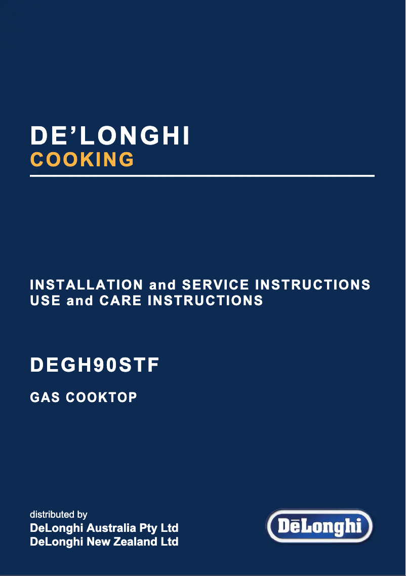 Page 1 de la notice Manuel utilisateur DeLonghi DEGH90STF