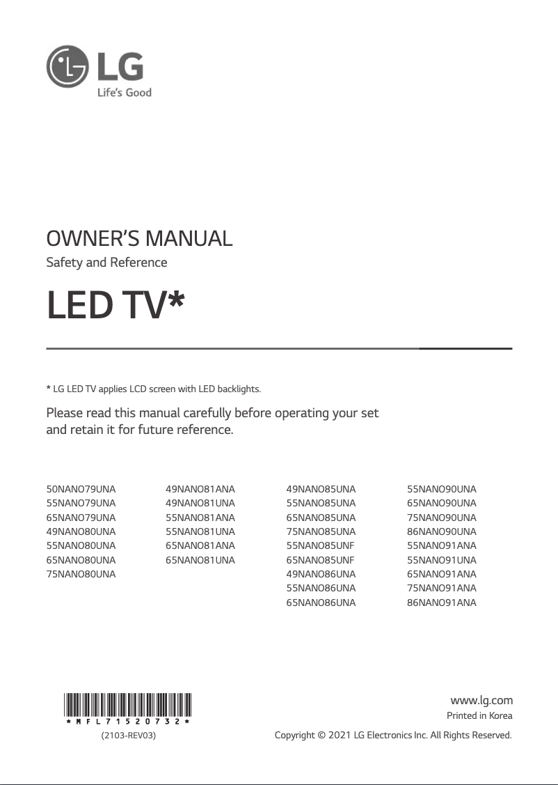 Página 1 del manual Manual de usuario LG 55NANO81ANA