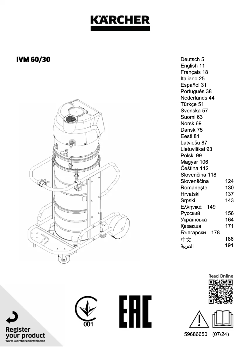 Page 1 de la notice Manuel utilisateur Kärcher IVM 60/30