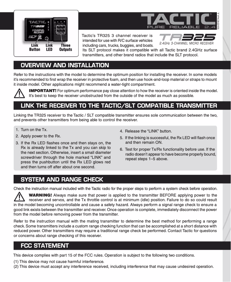 Página 1 del manual Manual de usuario Tactic TR325
