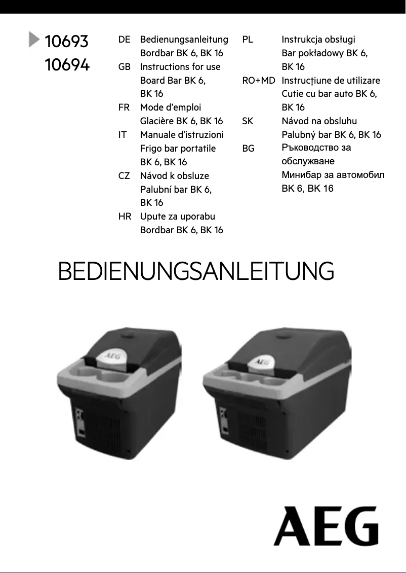 Page n°1 - Manuel utilisateur AEG 10693
