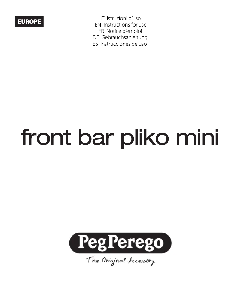 Image de la première page du manuel de l'appareil Front Bar Pliko Mini