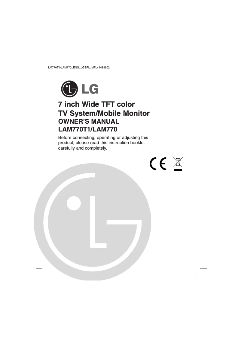 Page n°1 - Manuel utilisateur LG LAM770T1