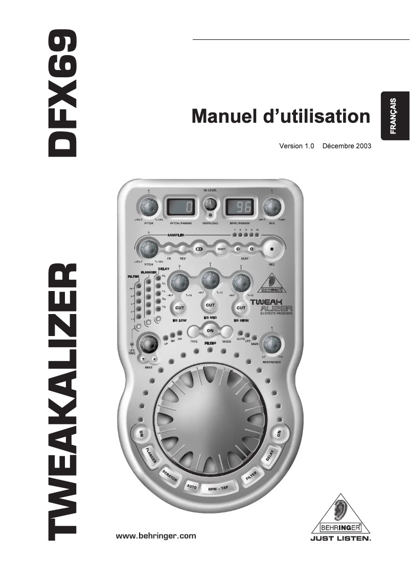 Page n°1 - Manuel utilisateur Behringer Tweakalizer DFX69