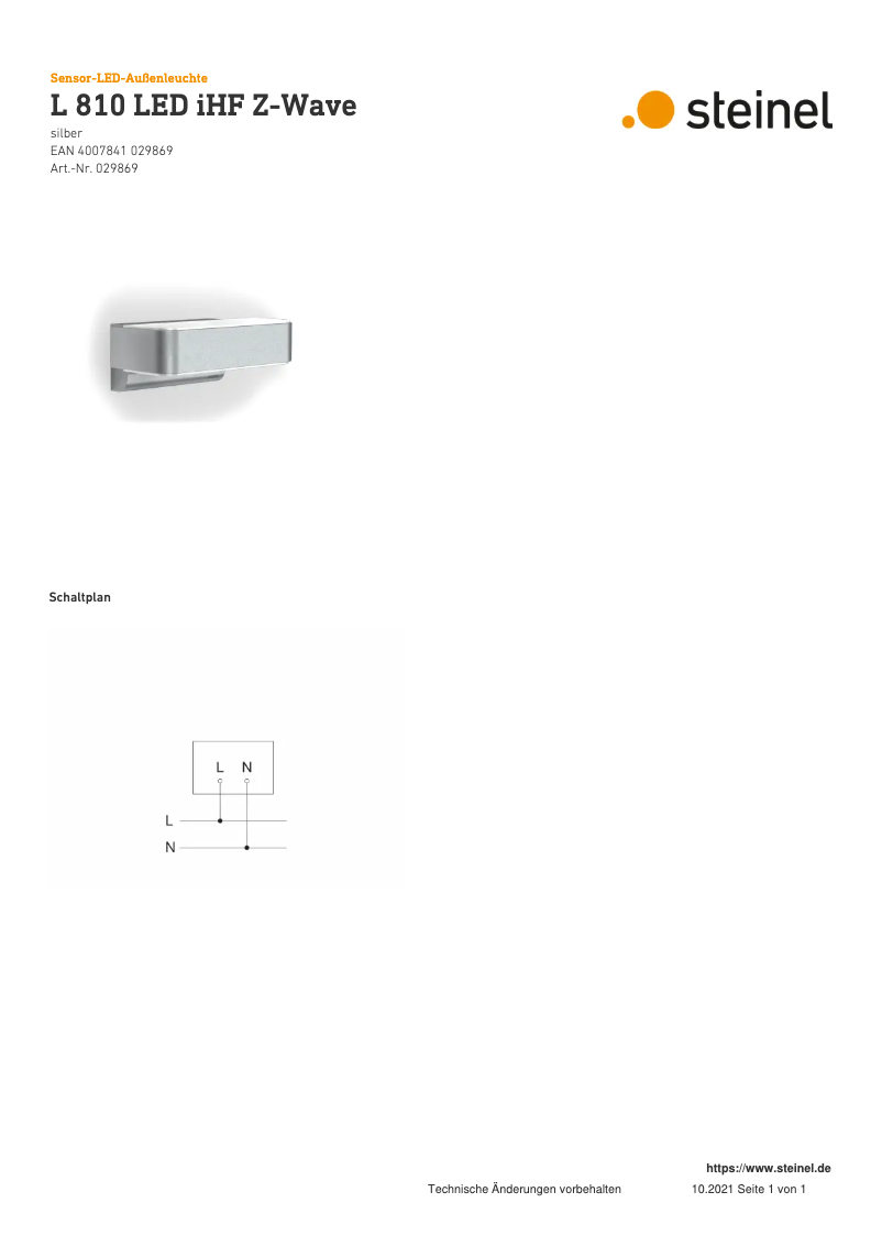 Page n°1 - Schéma de câblage Steinel L 810 S Z