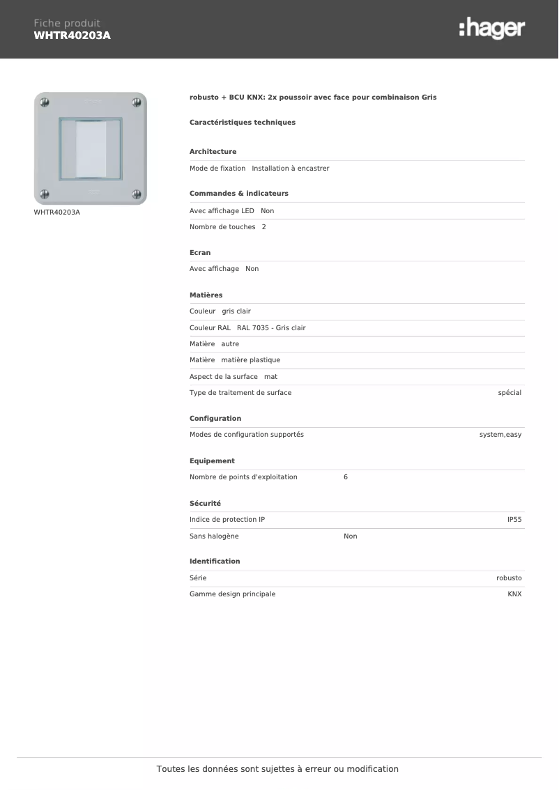 Image de la première page du manuel de l'appareil WHTR40203A