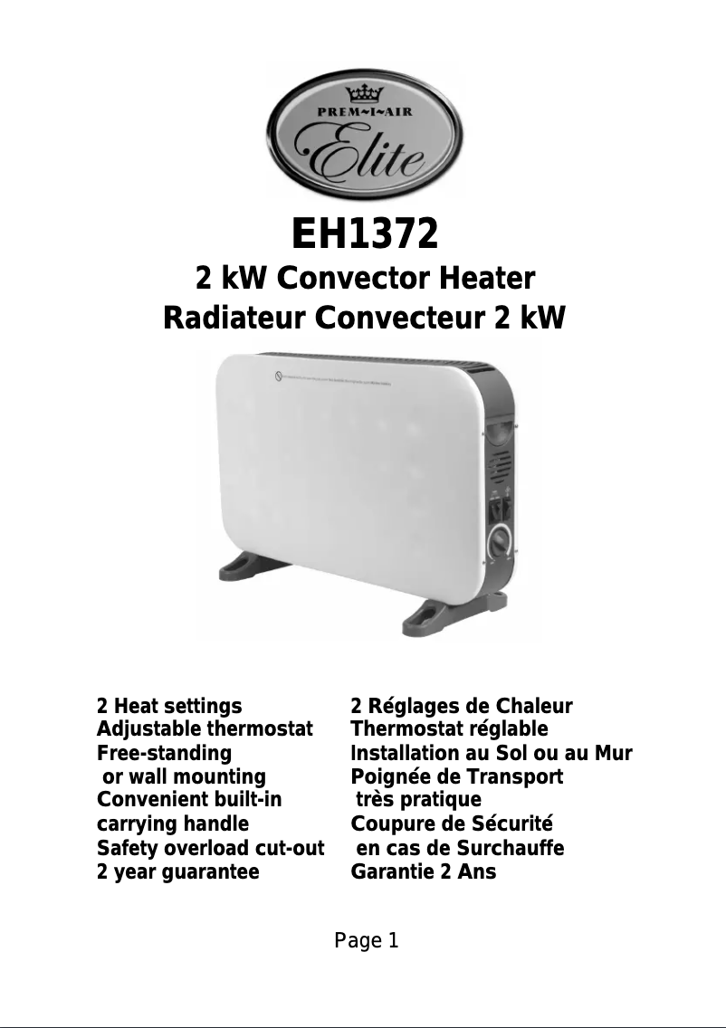 Image de la première page du manuel de l'appareil EH1372
