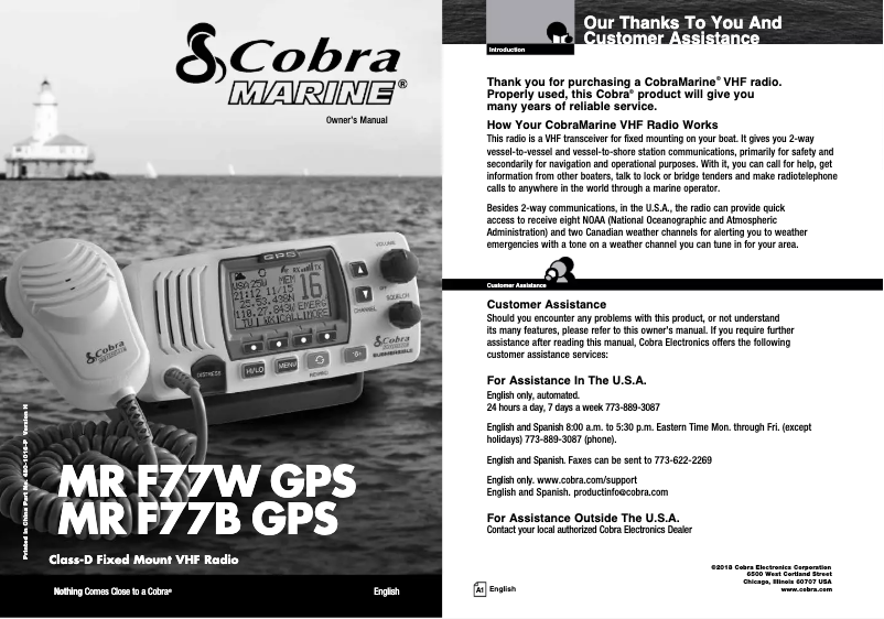 Page n°1 - Manuel utilisateur Cobra MR F77B GPS