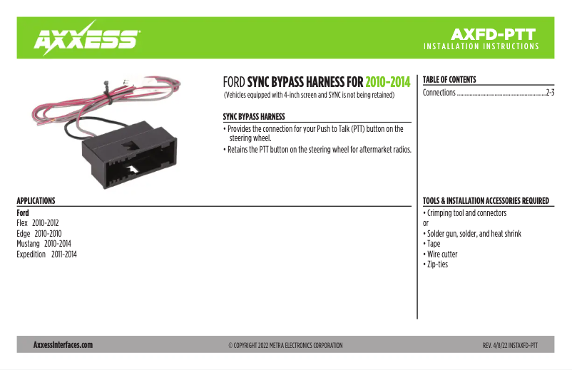 Page 1 de la notice Manuel utilisateur AXESS AXFD-PTT