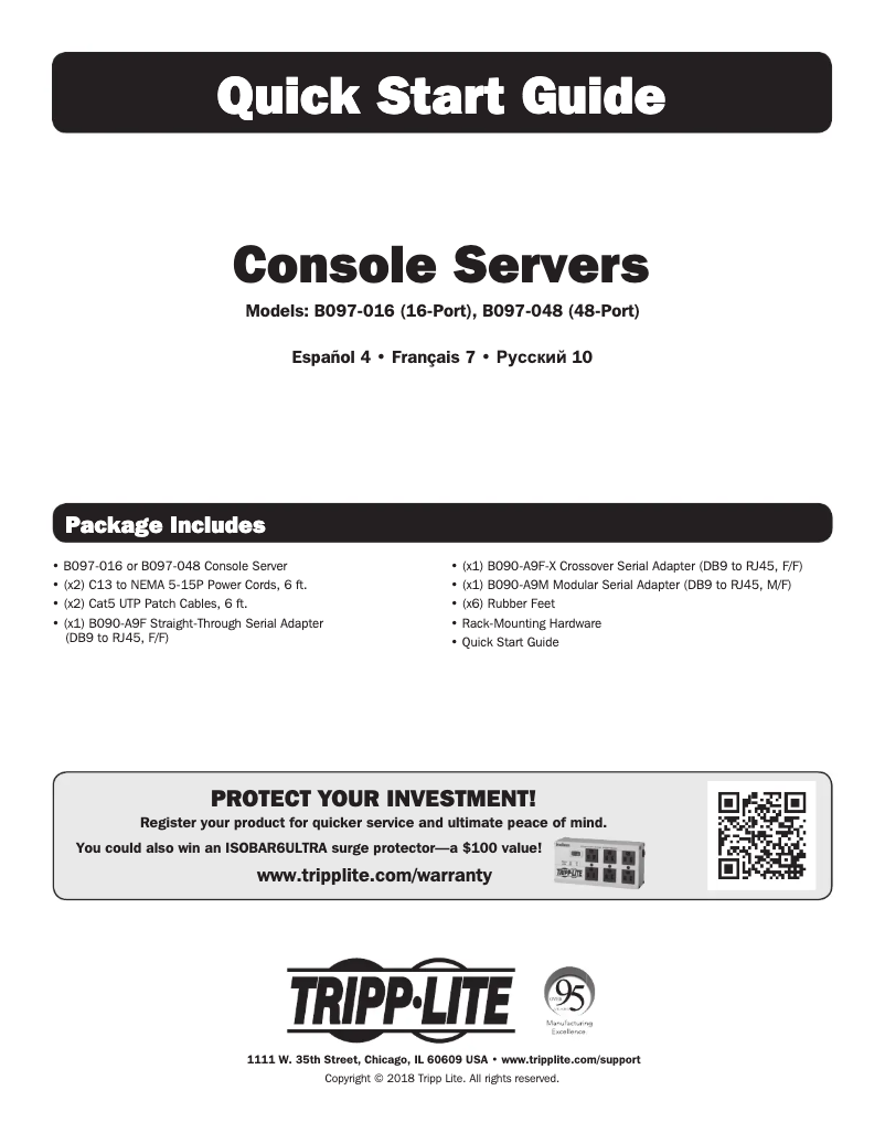 Page 1 de la notice Manuel utilisateur Tripp Lite B097-048