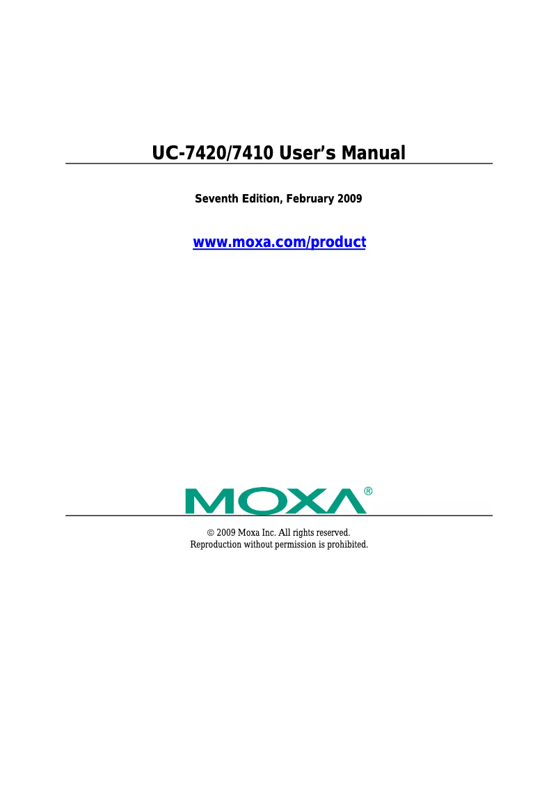 Page 1 de la notice Manuel utilisateur Moxa UC-7420