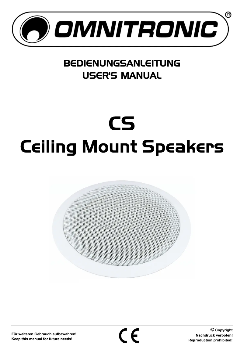 Page 1 de la notice Manuel utilisateur Omnitronic CS-8
