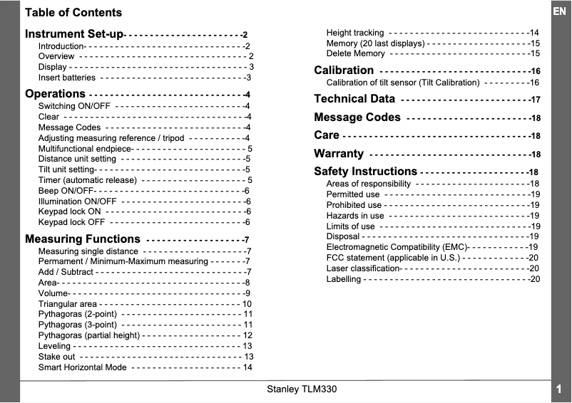 Image de la première page du manuel de l'appareil TLM330