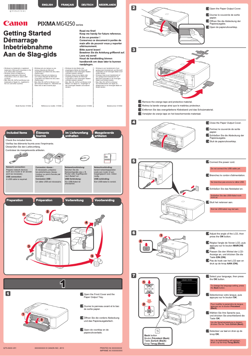 Image de la première page du manuel de l'appareil Pixma MG4240
