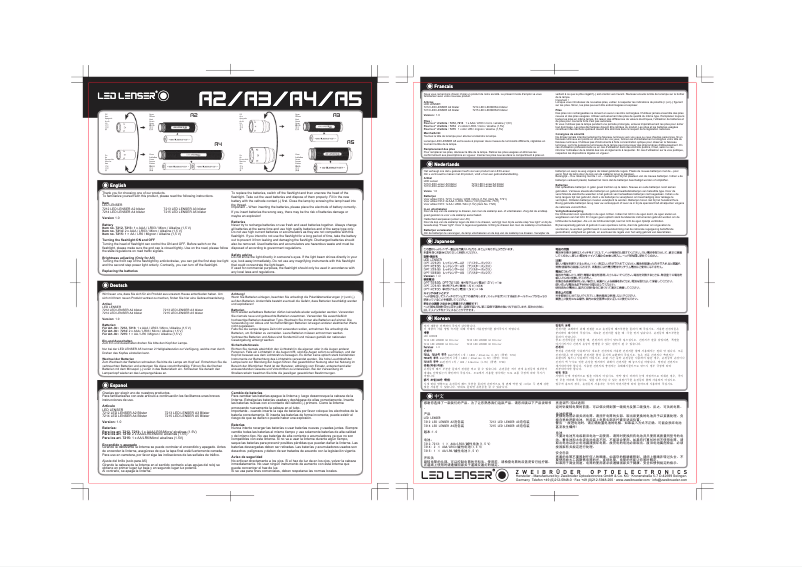 Page 1 de la notice Manuel utilisateur Ledlenser A3