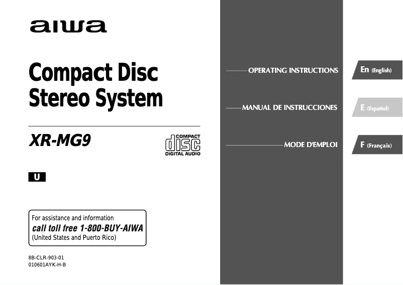 Page n°1 - Manuel utilisateur Aiwa XR-MG9
