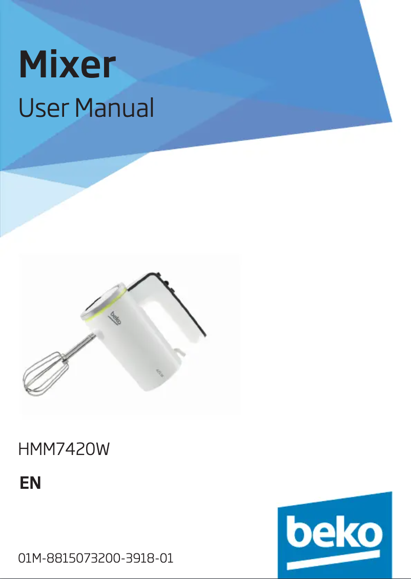 Page 1 de la notice Manuel utilisateur Beko HMM7420