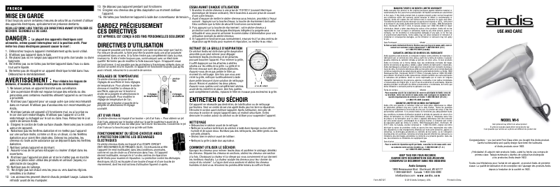 Page 1 de la notice Manuel utilisateur Andis Pink Style