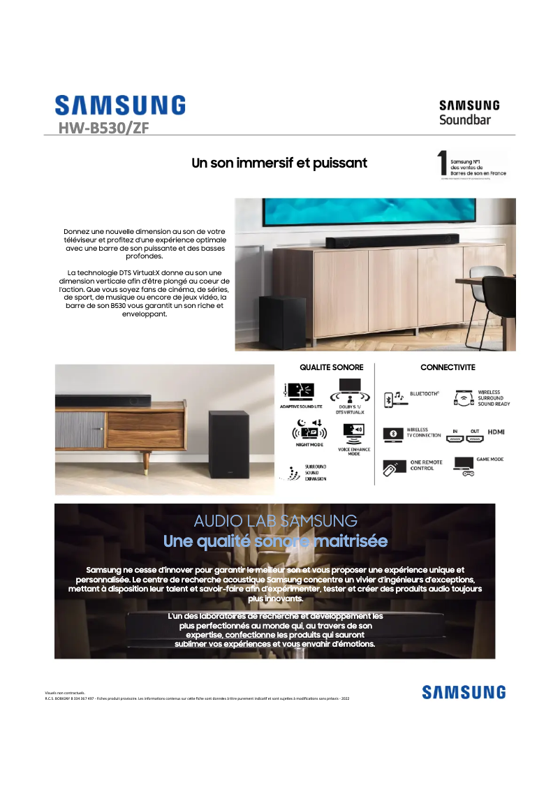 Image de la première page du manuel de l'appareil HW-B530