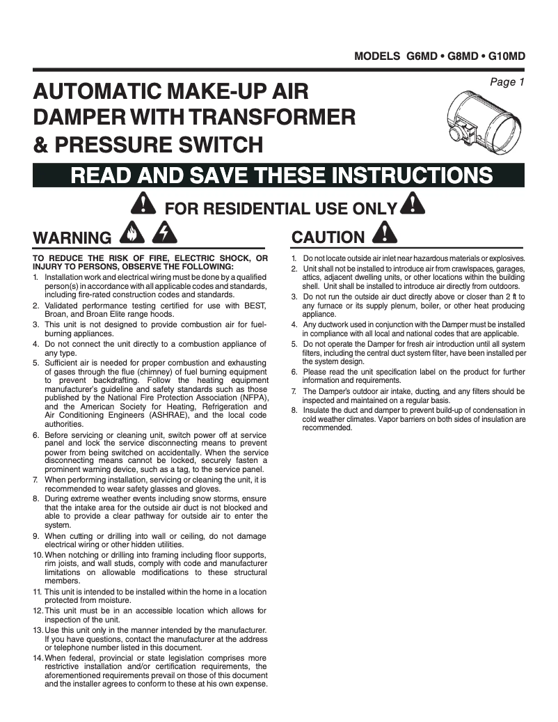 Page n°1 - Guide d'installation Viking VWH3610SS