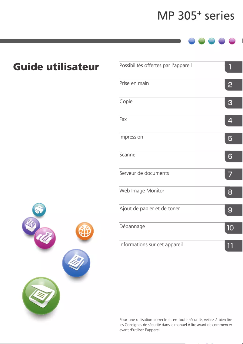 Image de la première page du manuel de l'appareil MP 305SPF