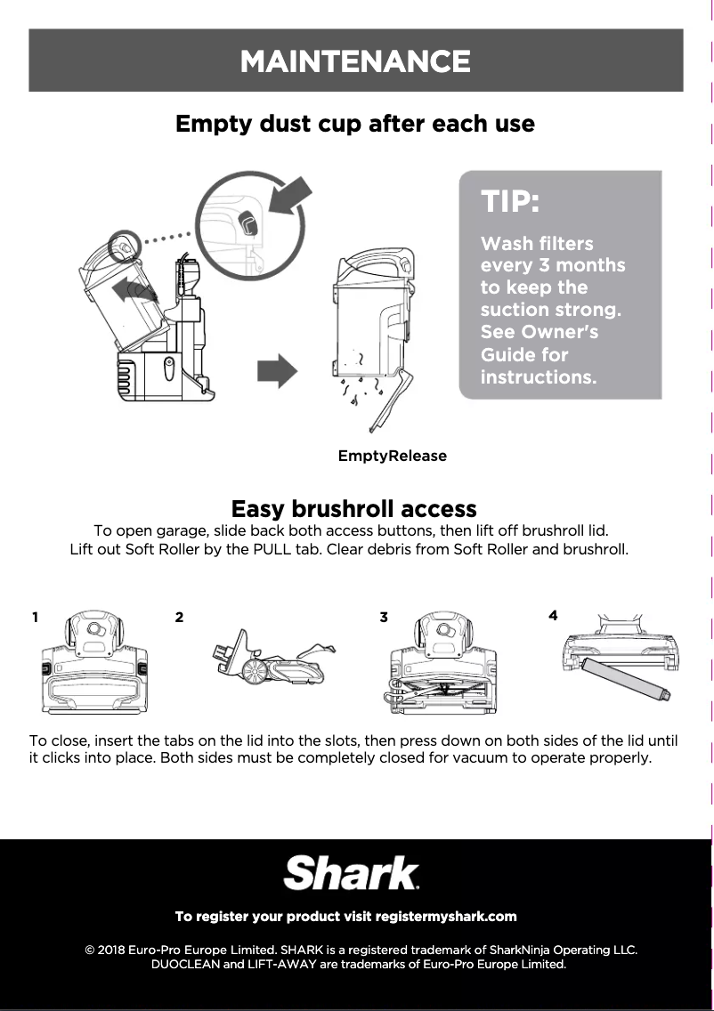 Page 1 de la notice Guide de démarrage rapide Shark DuoClean NV700UKB