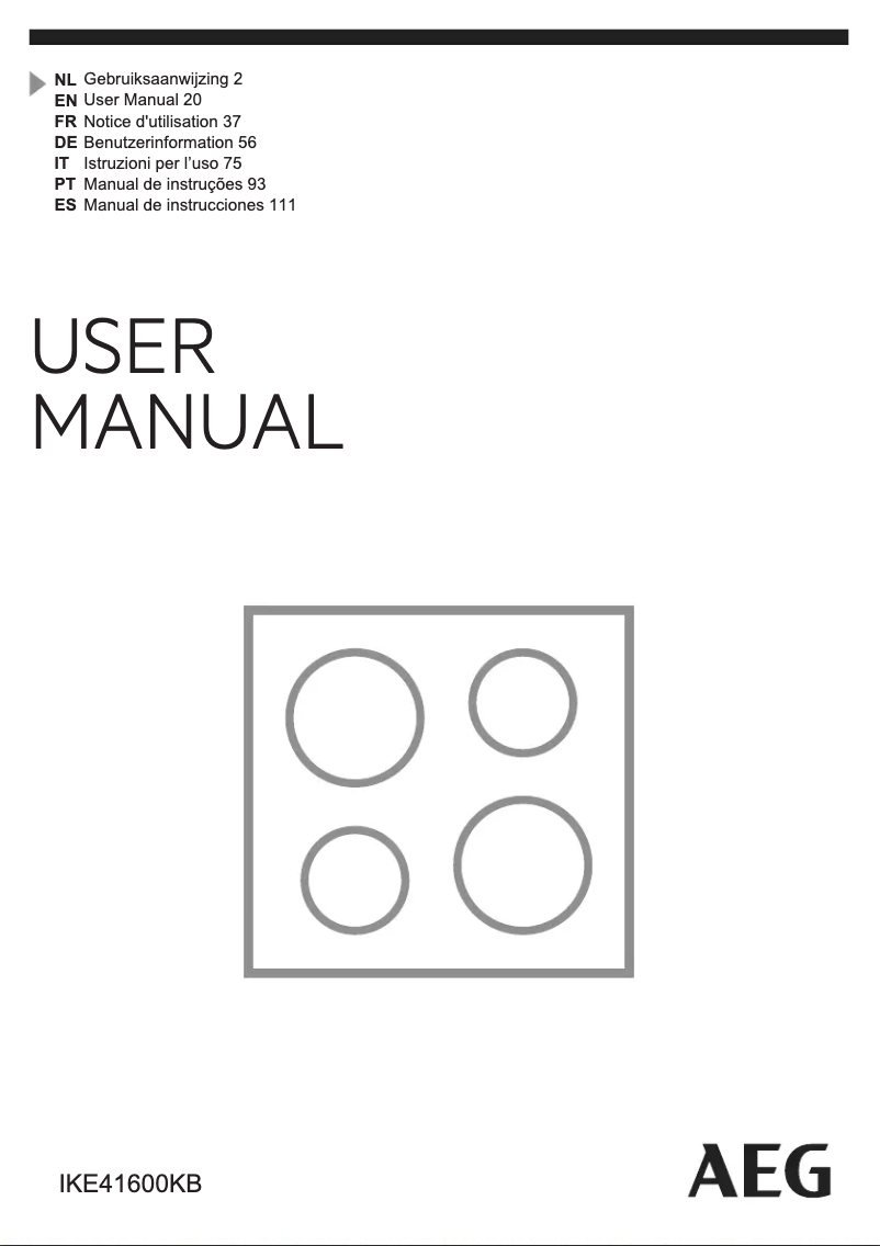 Page 1 de la notice Manuel utilisateur AEG IKE41600KB