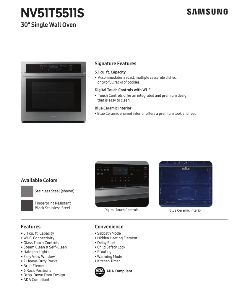 Page n°1 - Fiche technique Samsung NV51T5511SS