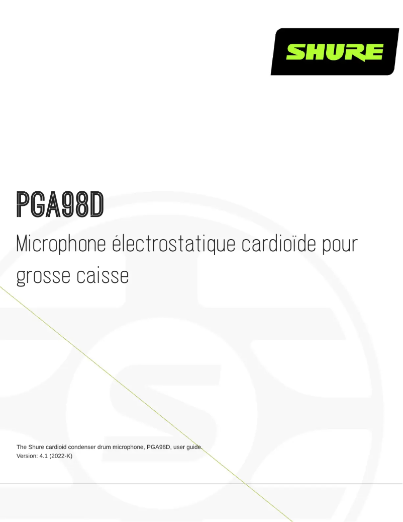 Page 1 de la notice Manuel utilisateur Shure PGA98D-XLR
